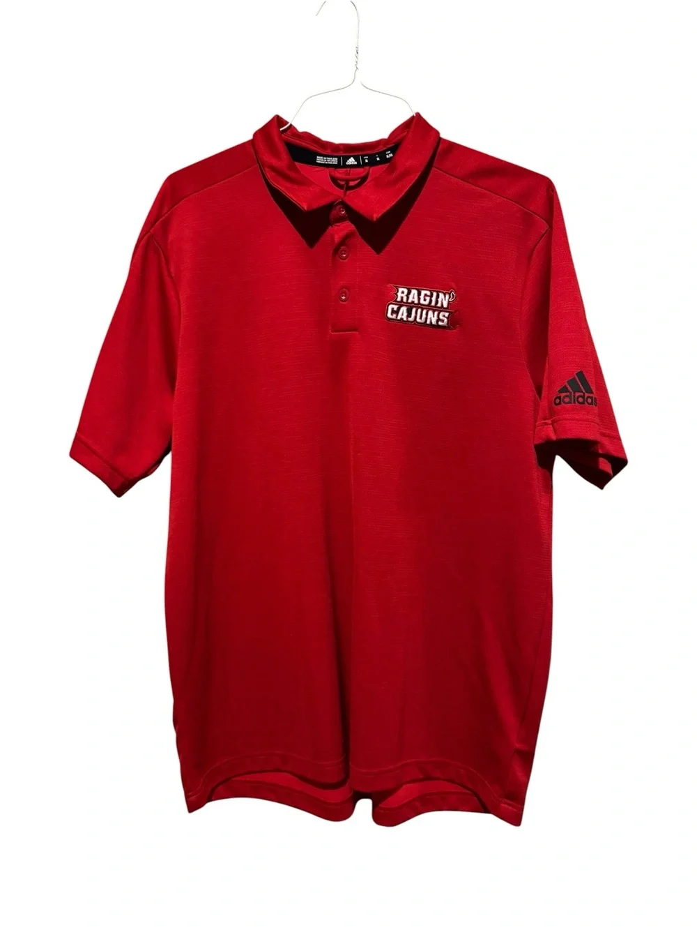 adidas Men’s Red Ragin' Cajuns Button-Down Polo Shirt